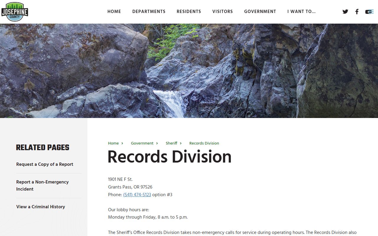 Josephine County arrest records Sheriff's Records Division