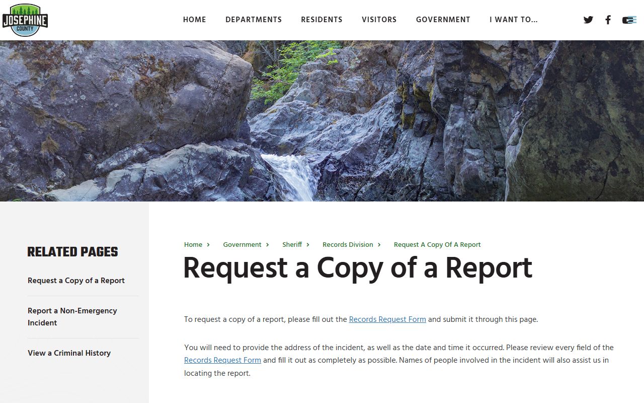 Josephine County arrest records sheriff report-copy request