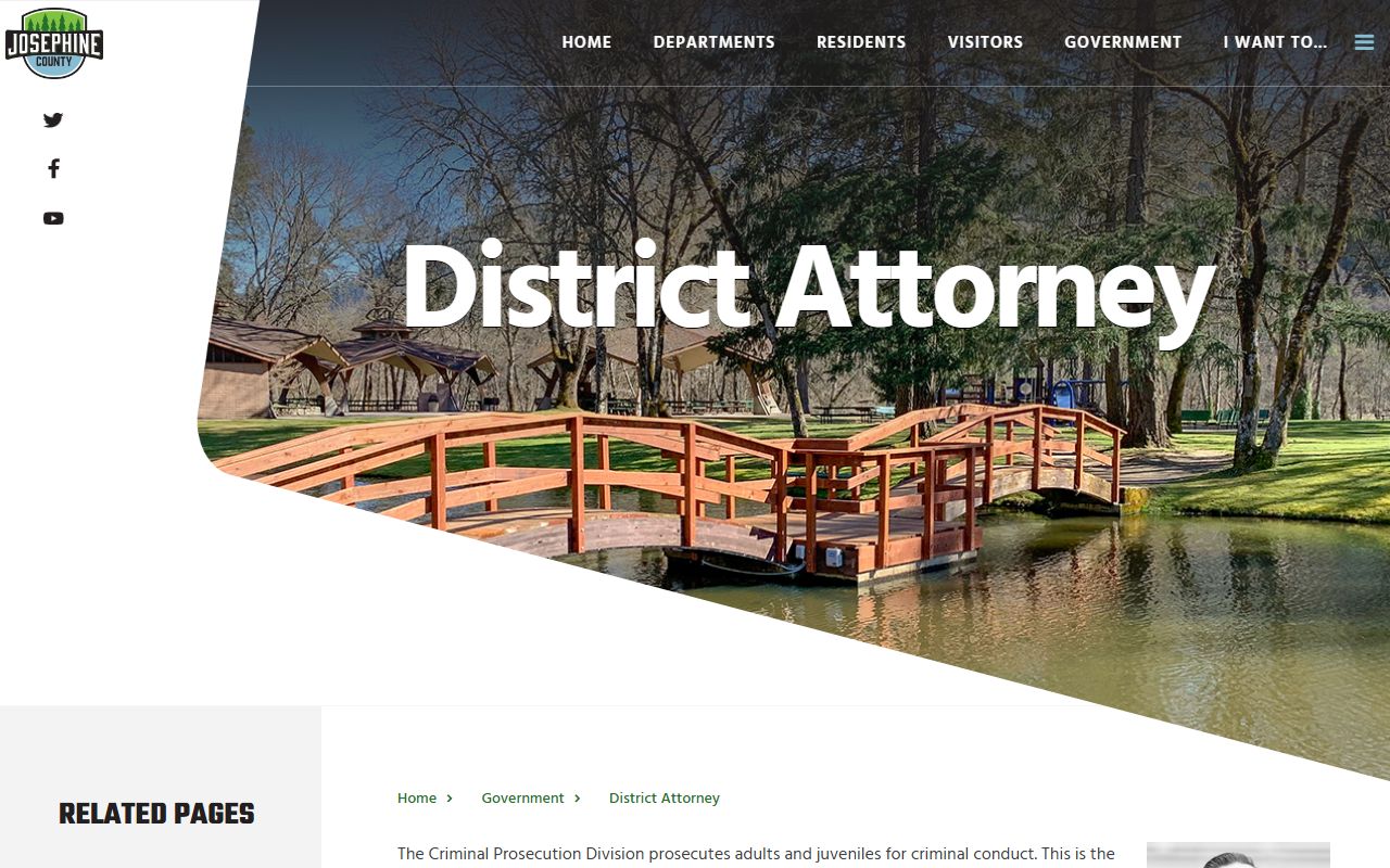 Josephine County criminal court records District Attorney page