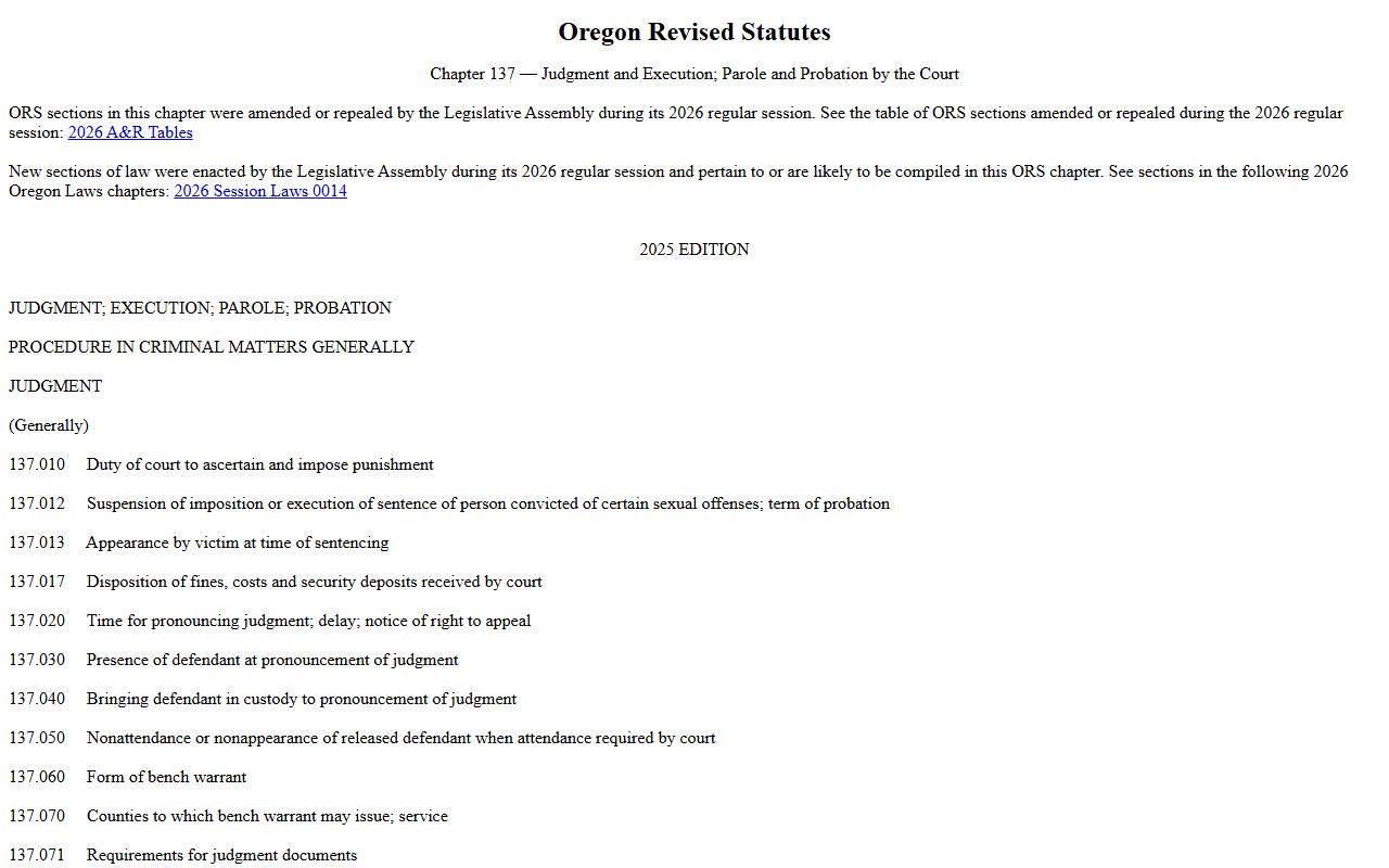 Josephine County criminal court records ORS chapter 137 set-aside law