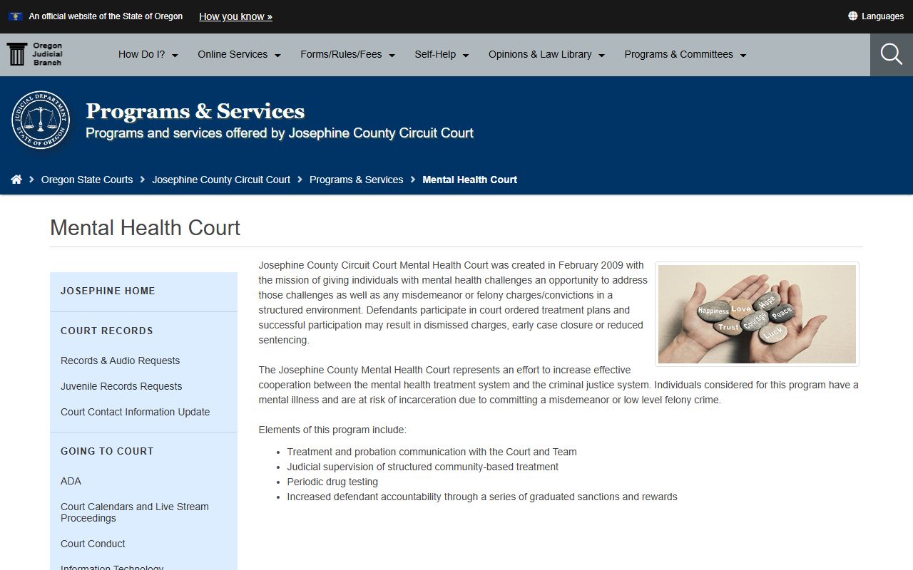 Josephine County Circuit Court mental health court records