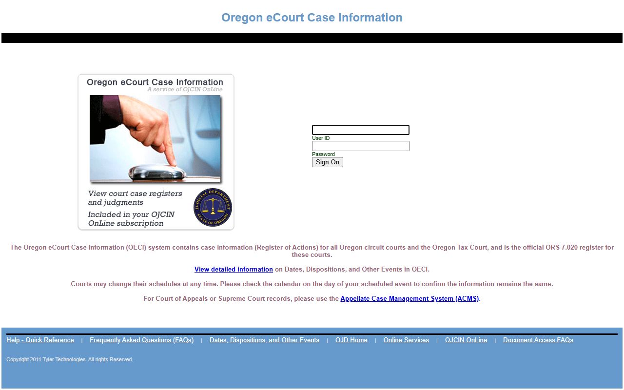 Josephine County Court records OECI official register login