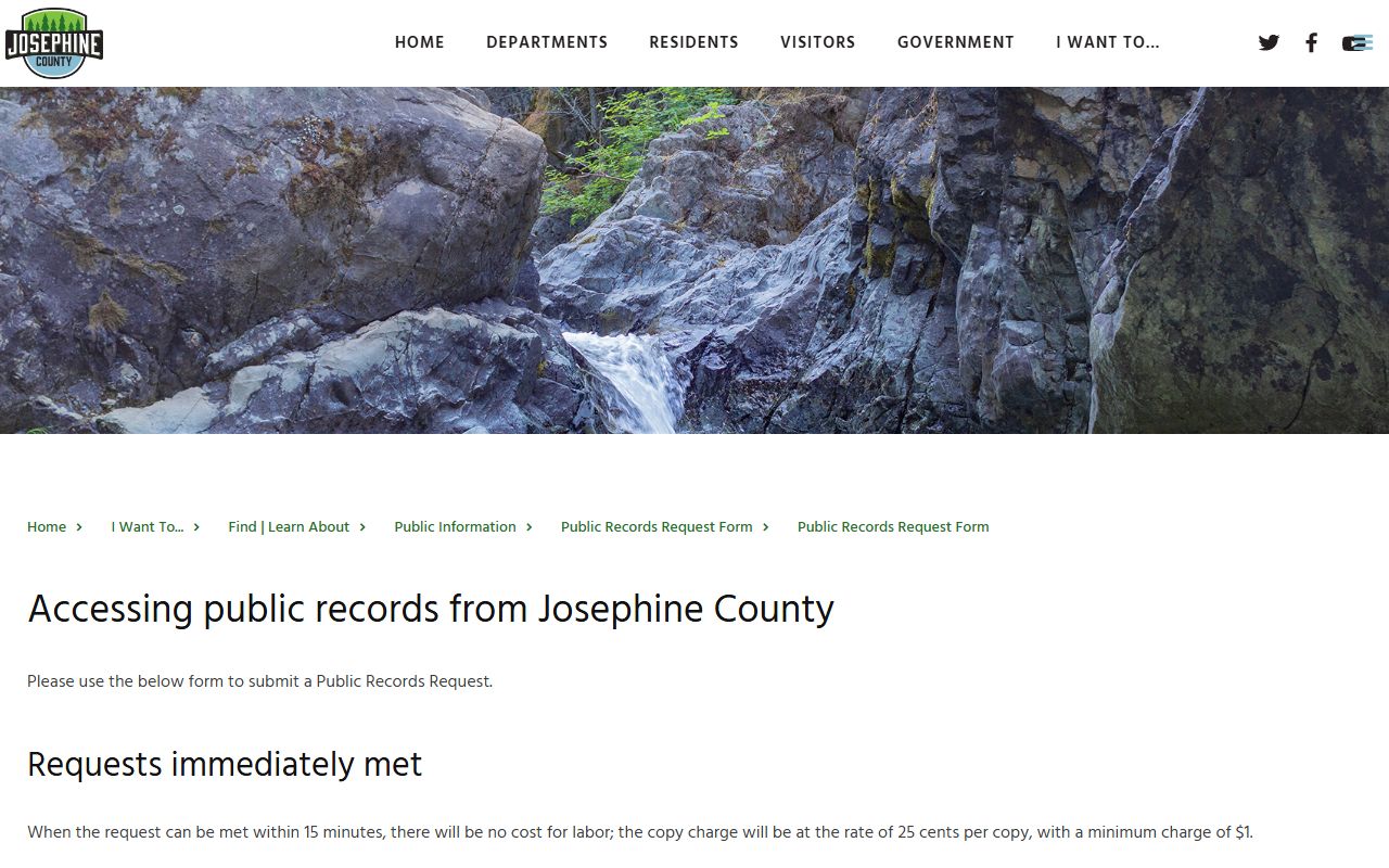 Josephine County public records request routing for court records