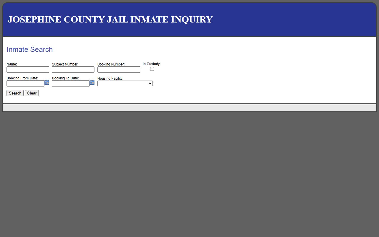Josephine County inmate inquiry and jail records search