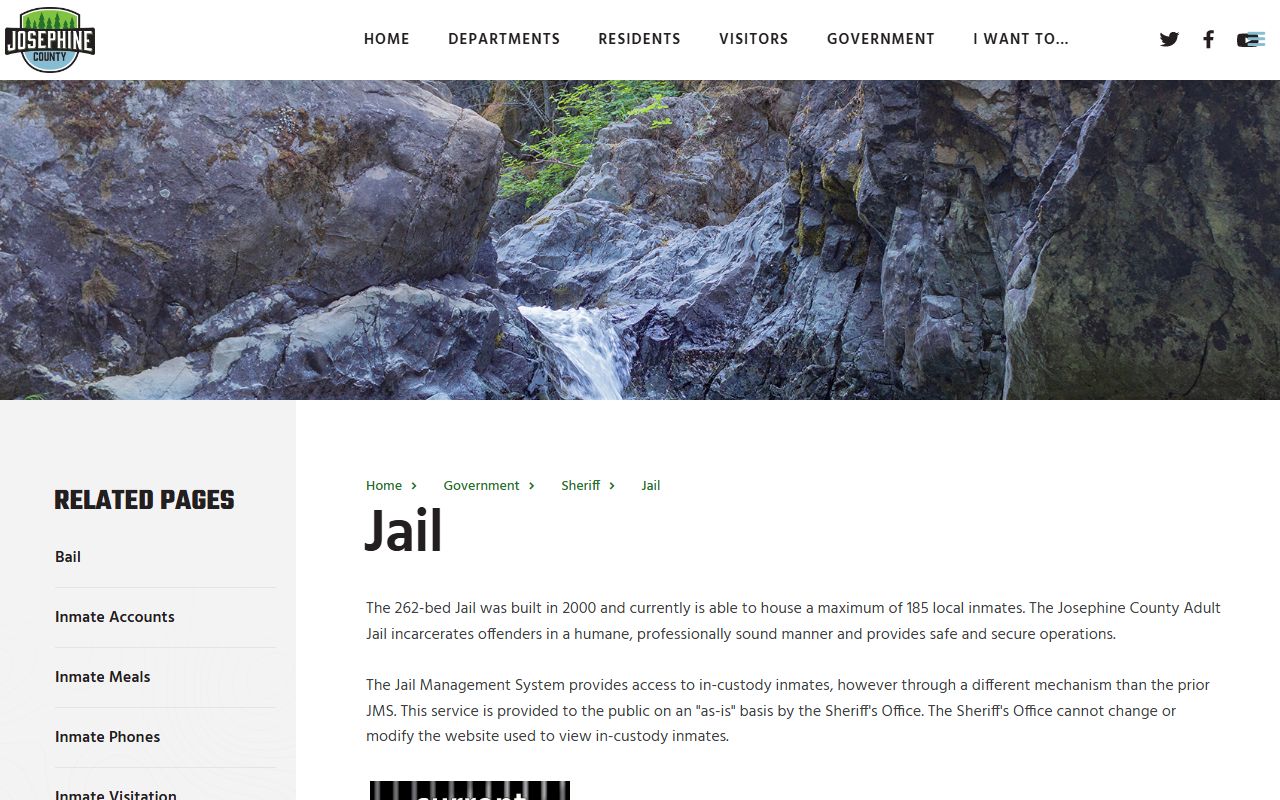 Josephine County inmate records Adult Jail page