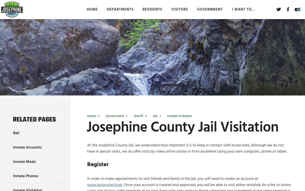 Josephine County inmate records video visitation rules