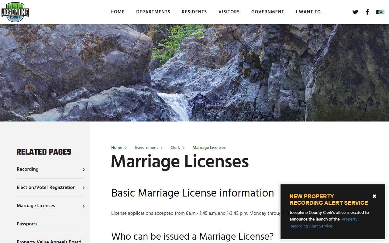 Josephine County marriage and divorce records marriage license process