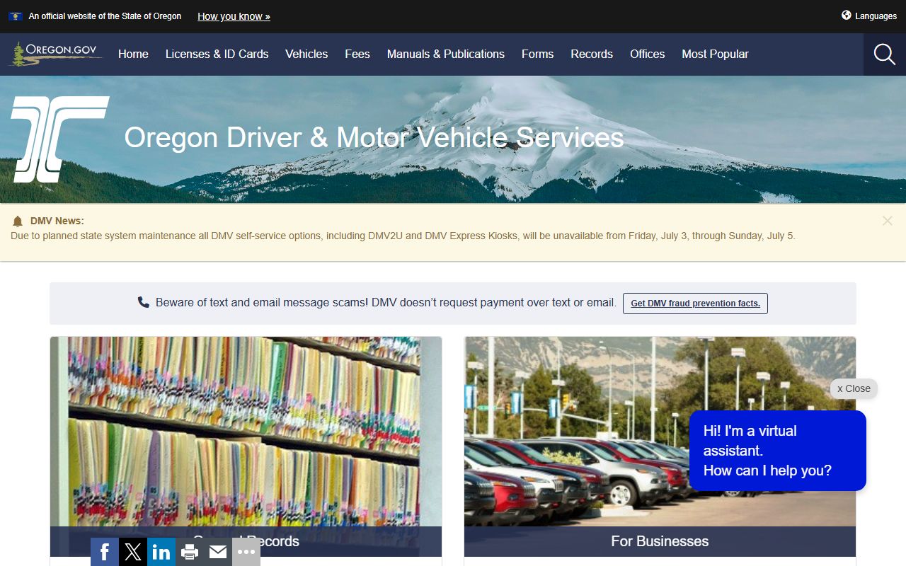 Josephine County traffic court records Oregon DMV records source