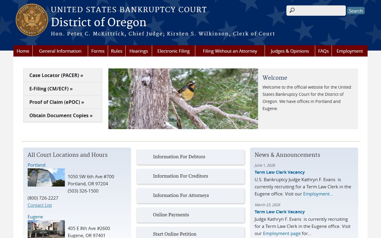 Josephine County warrant records federal bankruptcy court distinction